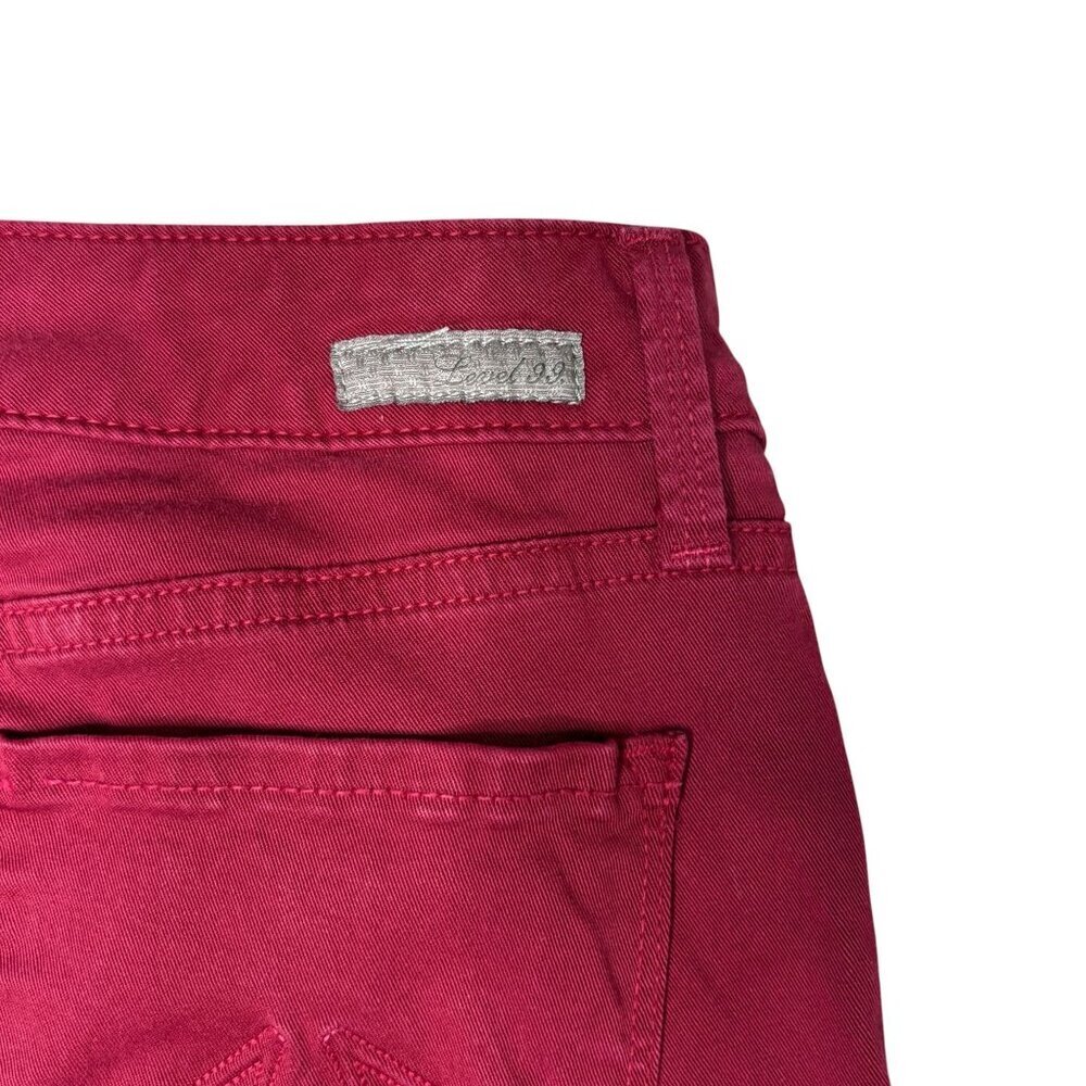 Anthro Level 99 Lily Skinny Straight Ruby Red Wash Jeans Women's Size 28 - Picture 4 of 9